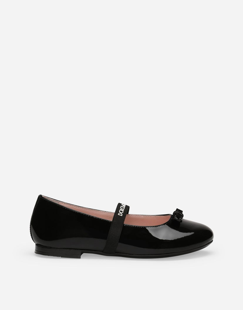 Кецове и обувки Dolce & Gabbana Patent Leather Ballet Flats With Bow Черно | D11294A483180999
