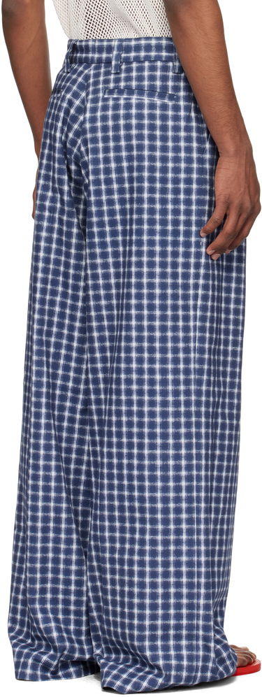 Панталони ERL ERL Check Pleated Tailored Trousers Синьо | ERL10P038, 2