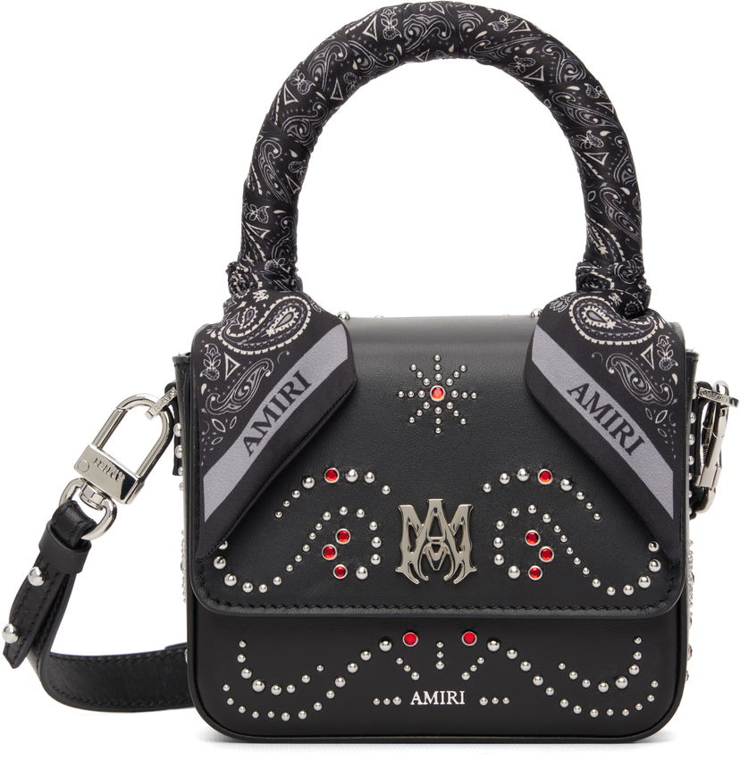Дамска чанта AMIRI Micro MA Studded Bandana Top Handle Crossbody Bag Черно | AWHABA1035