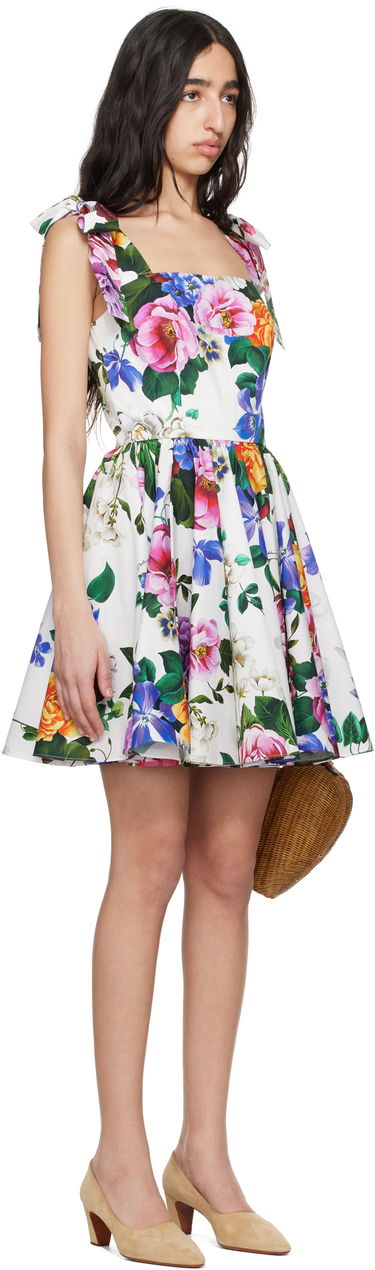 Pокля Dolce & Gabbana Dolce&Gabbana Rose-Print Corset Mini Dress Бяло | F6ZT2T HS5S6, 1