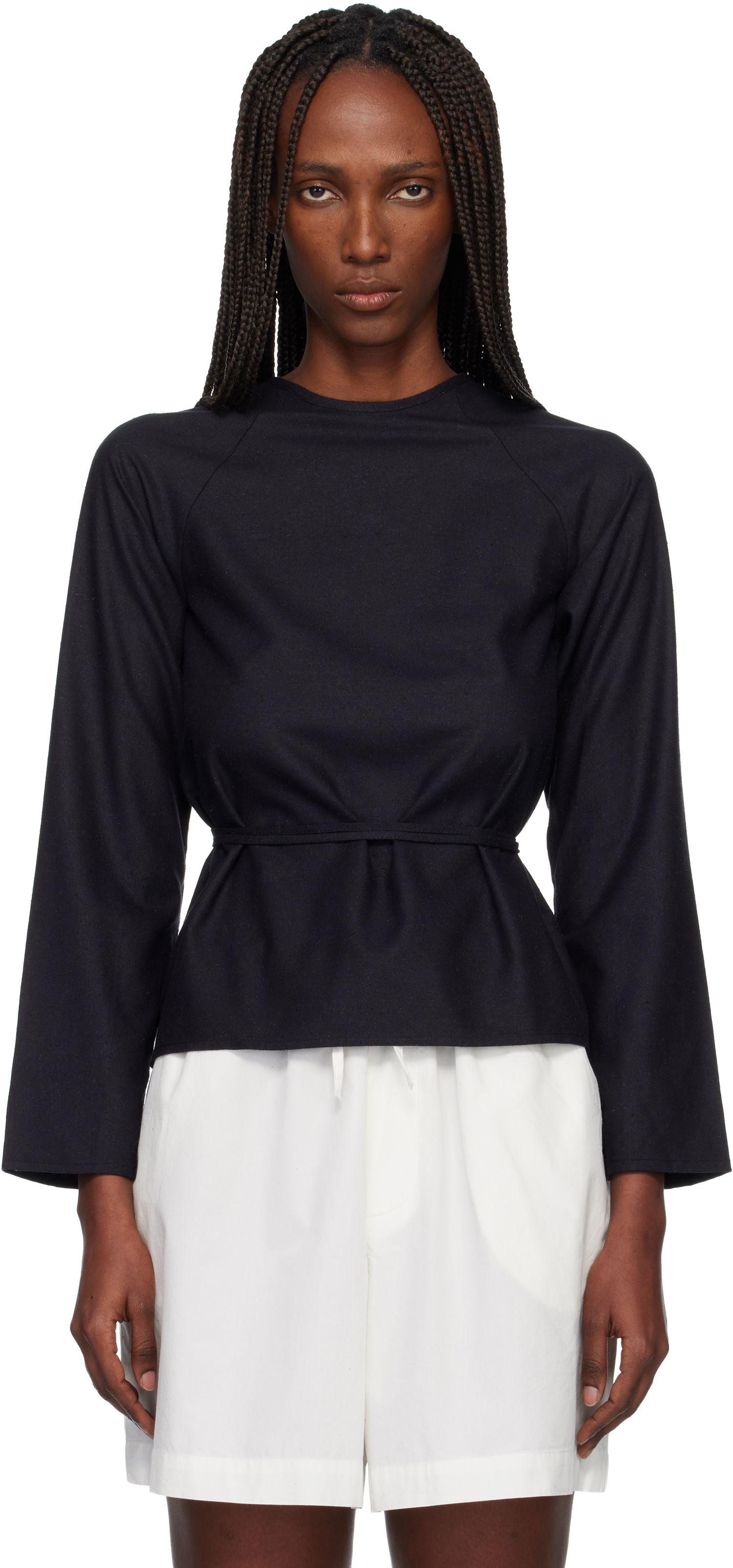 Риза Baserange Long Sleeve High Neck Apron Blouse Черно | TSLSA-WS-WI25, 0