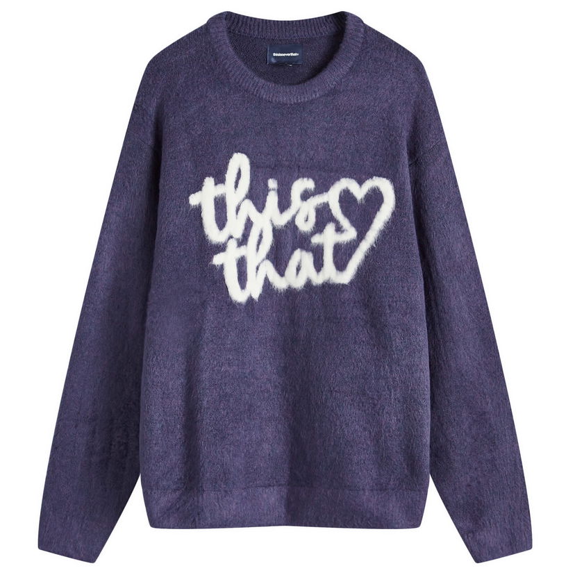 Пуловер thisisneverthat Logo Knit Sweat, Size Large Лилаво | TN243KKNPK11-PUR