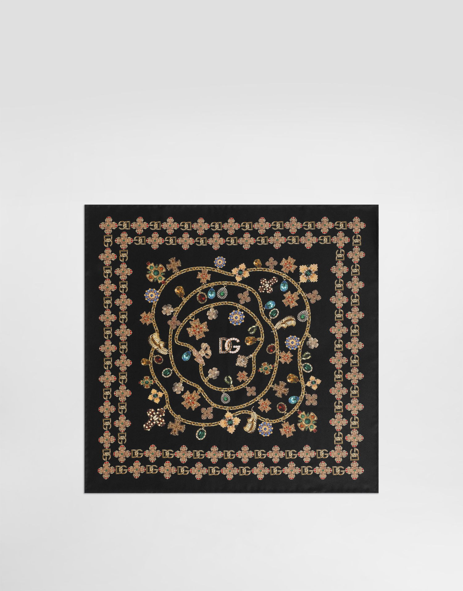 Шал Dolce & Gabbana Dolce & Gabbana 50x50 Silk Twill Jewel Print Scarf Черно | FN093RGDDAWHN5SB, 0