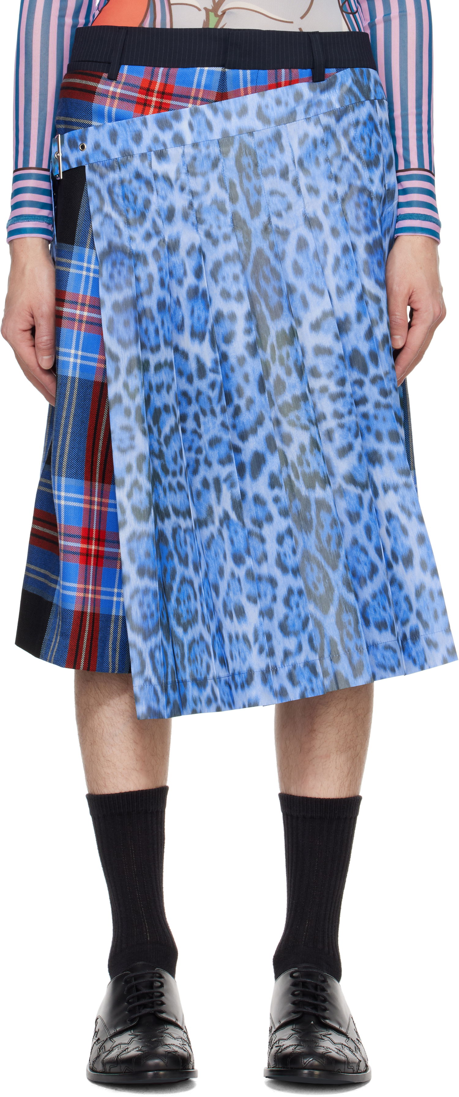Пола Charles Jeffrey Loverboy Pleated Print Skort Синьо | 42040101, 0