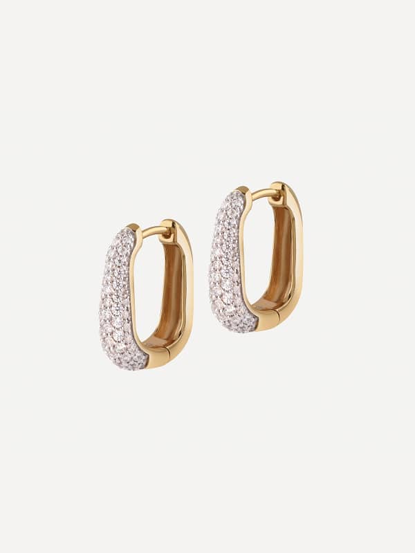 Обеци GUESS Gold-Tone Pave Hoop Earrings Металик | JSBE04499JW, 0