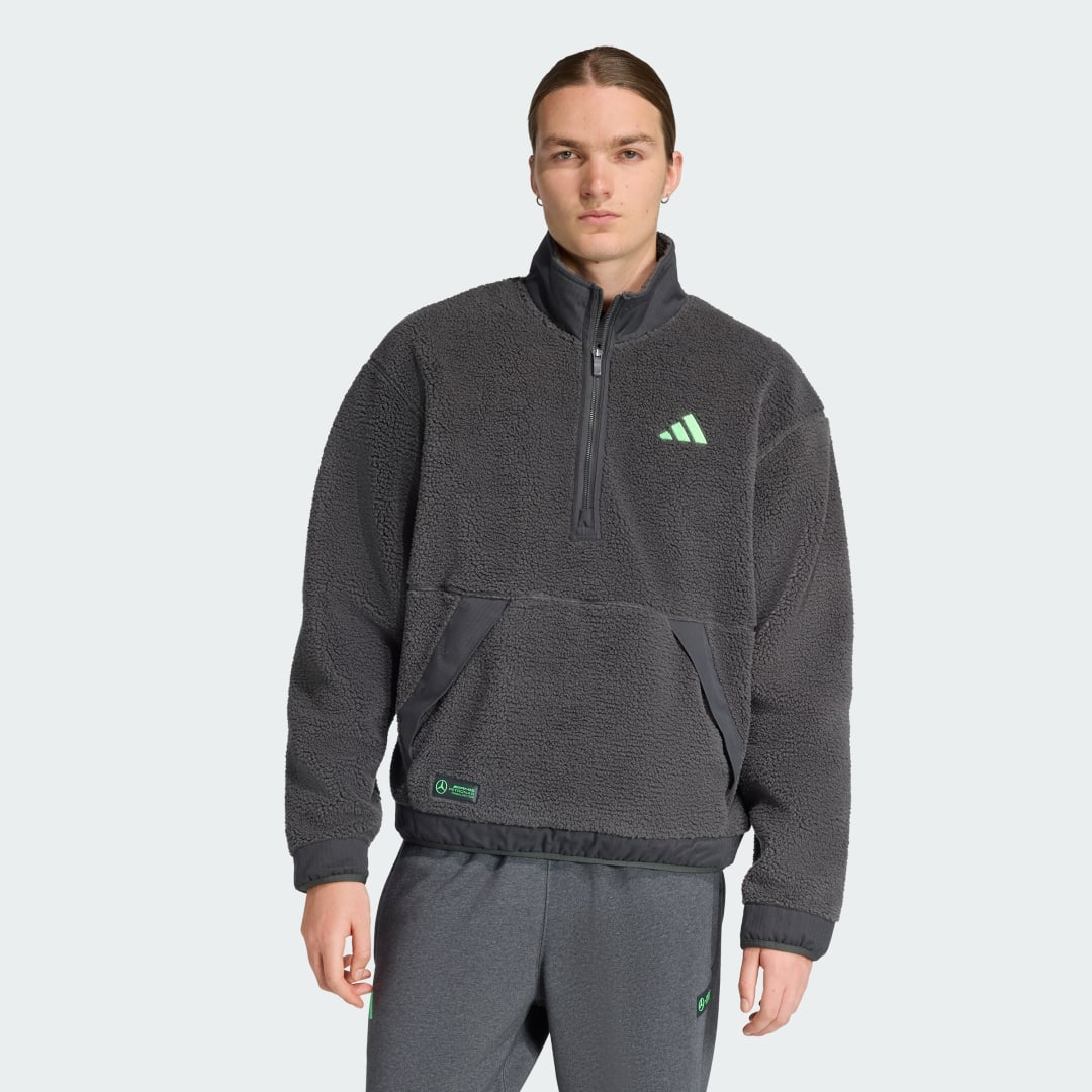 Суитчър adidas Performance Mercedes-AMG Petronas Formula One Team Fleece Half-Zip Sweatshirt Сиво | JX8779, 0