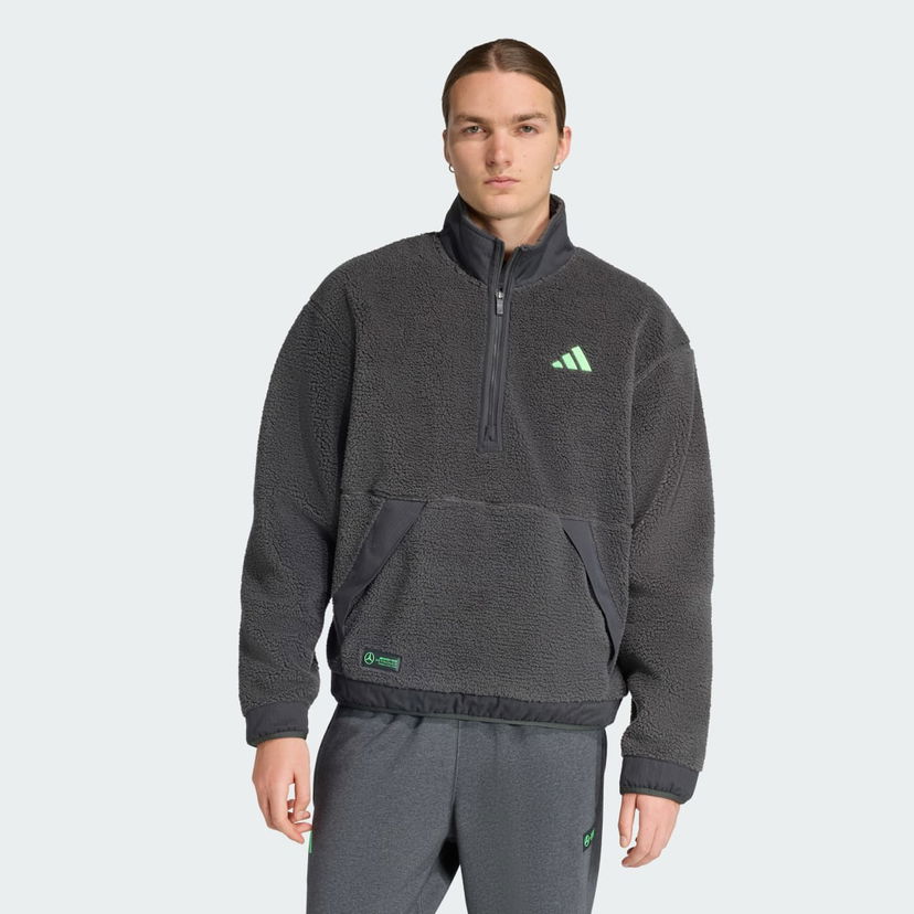 Суитчър adidas Performance Mercedes-AMG Petronas Formula One Team Fleece Half-Zip Sweatshirt Сиво | JX8779