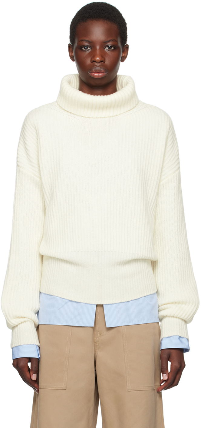 Пуловер Moncler White Patch Turtleneck Бяло | J20939F00019M1241, 0
