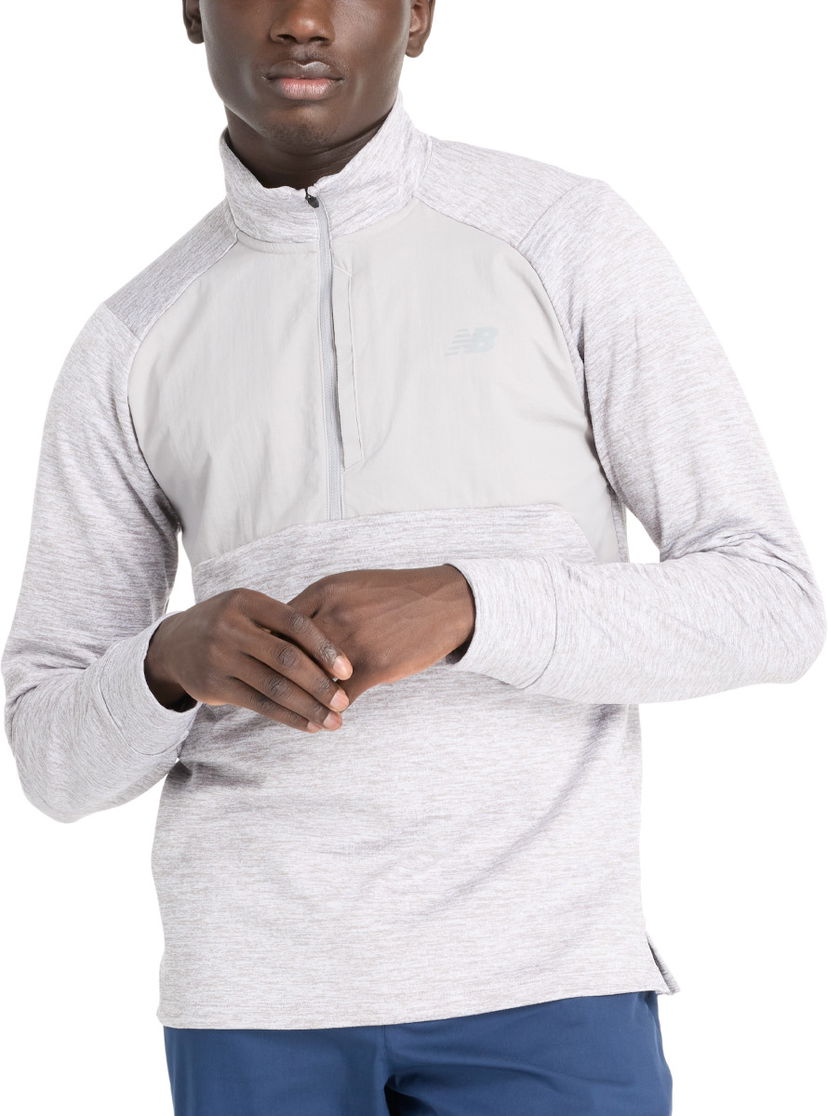 Суитчър New Balance Athletics Heat Grid Half-Zip Top Бяло | mt43204-ag