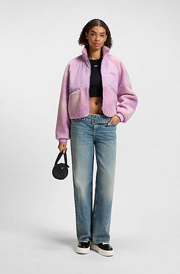 Яке BOSS Cloud-Print Teddy Jacket with Panels Лилаво | 50541233, 1