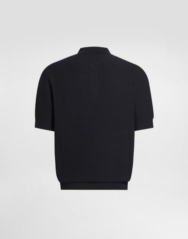 Поло тениска Dolce & Gabbana Textured Cotton Polo Shirt Тъмно синьо | GXZ02TJBCGFB0665, 1