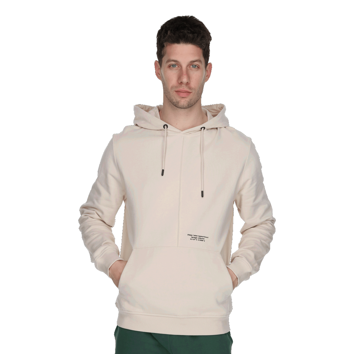 Суитчър Ellesse Vintage Collection Hoodie Drawstring Kangaroo Pocket Бежово | ELA233M602-11, 0