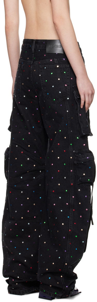 Карго панталони The Attico The Attico Crystal-Embellished Cargo Jeans Черно | 247WCP84 D075S, 2