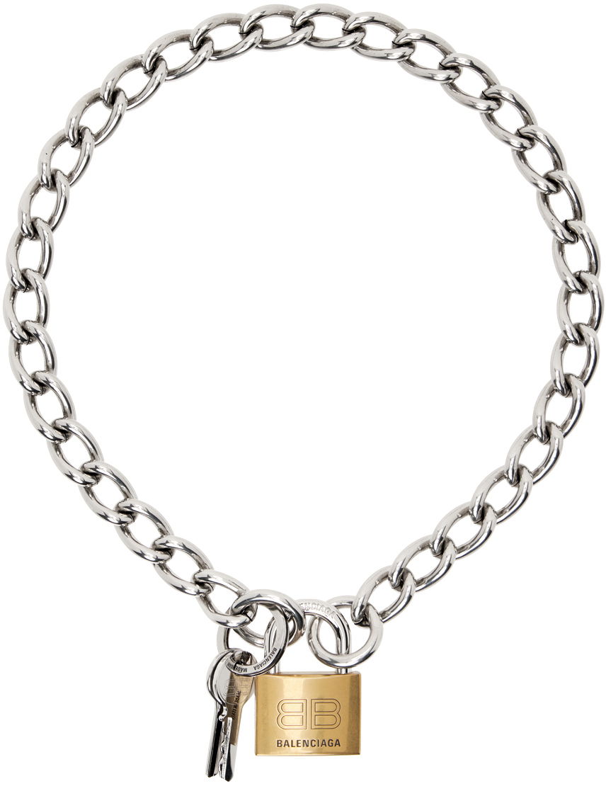 Колие Balenciaga Silver Locker Necklace Металик | 770281-TZ792-1106, 0