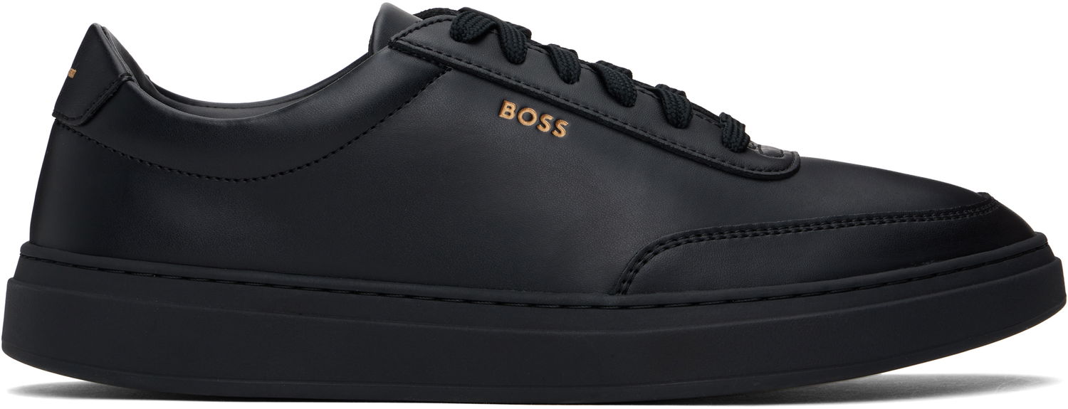 Кецове и обувки BOSS BOSS Coated-Leather Logo Черно | 50536504, 0