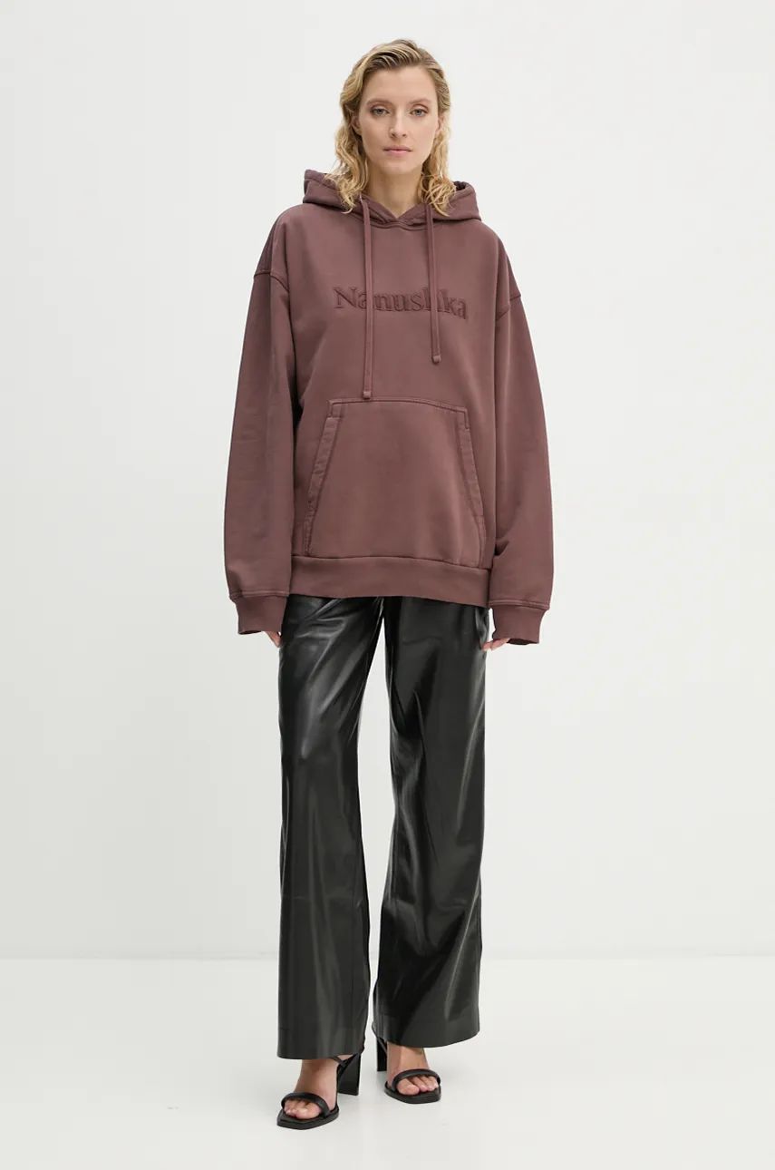 Суитчър Nanushka EVER Applique Cotton Hoodie Бургунди | NU24PFSH03378, 1
