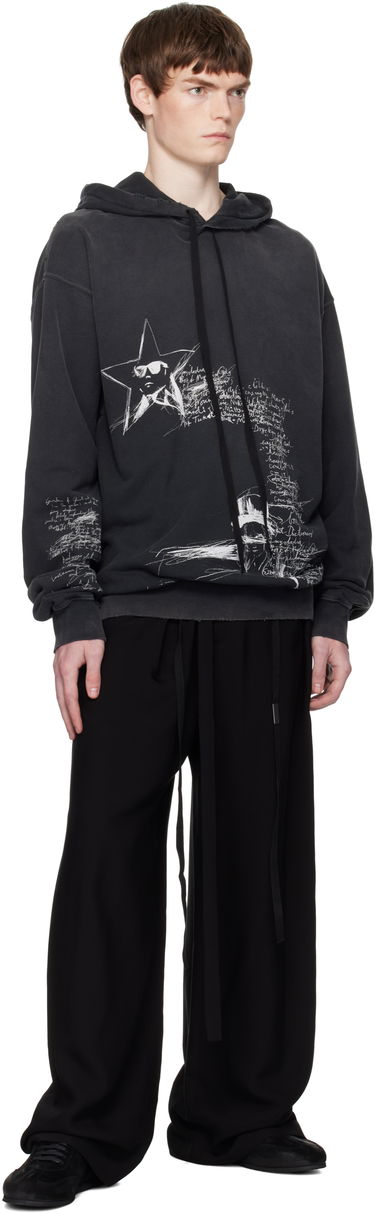 Суитчър Ann Demeulemeester Ann Demeulemeester Olly Sketchbook High-Comfort Hoodie Черно | B0012870-FA639-098, 3
