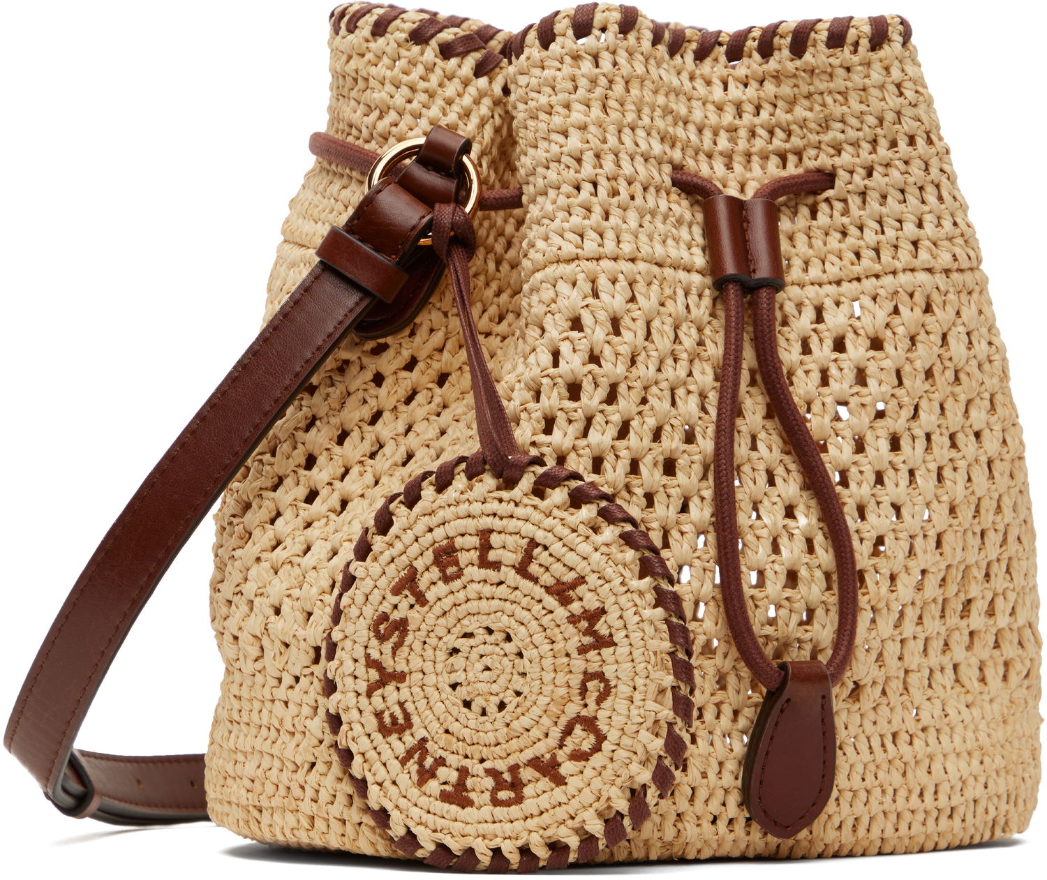 Дамска чанта Stella McCartney Stella McCartney Falabella Raffia Crochet Bucket Bag Бежово | 7B0153WP0376, 1