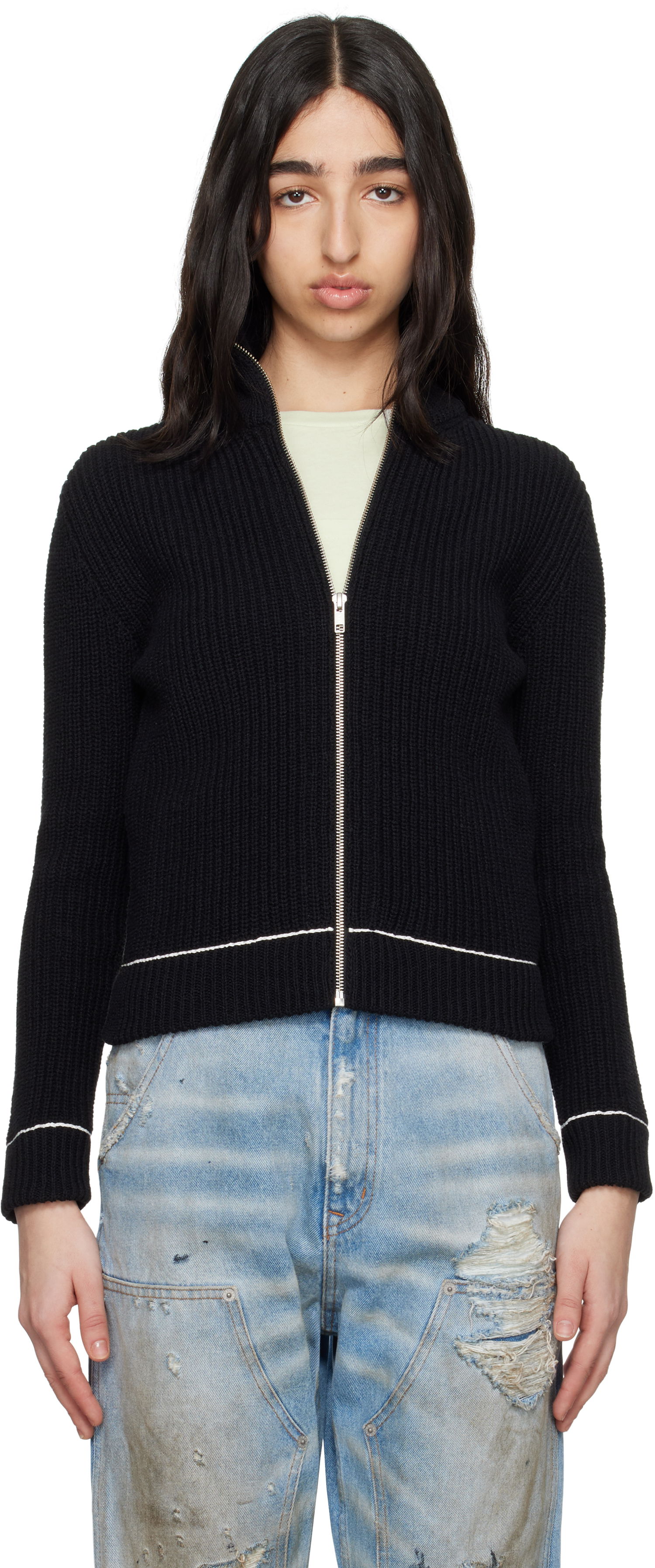 Пуловер Maison Margiela MM6 Maison Margiela Slitted Camionneur Track Jacket Черно | S62AN0142 M13124, 0