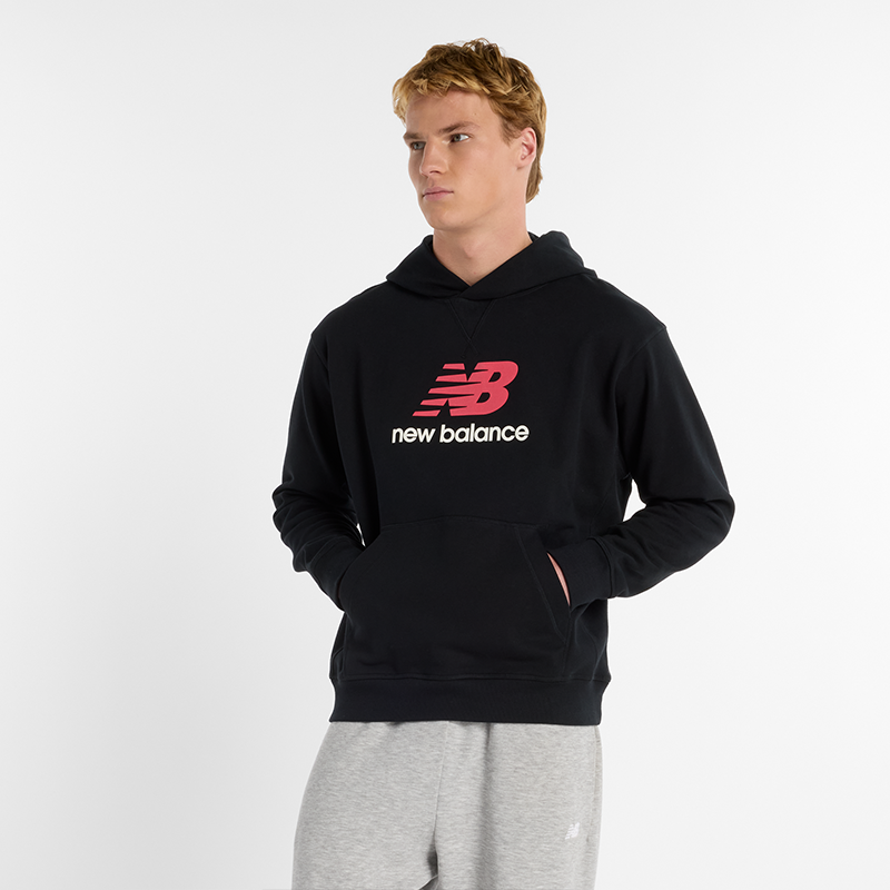 Суитчър New Balance Essentials Stacked Logo Hoodie Черно | NBMT51512BK, 0