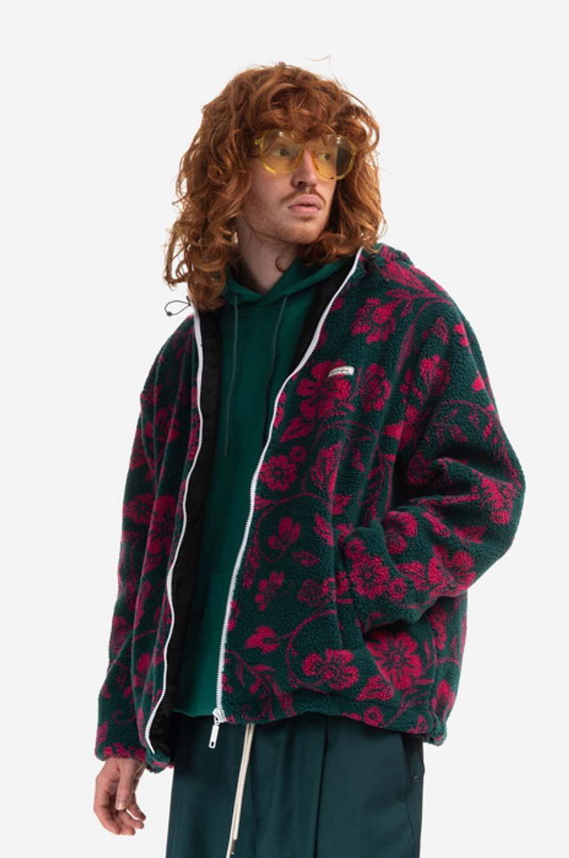 Green Floral Fleece Jacket