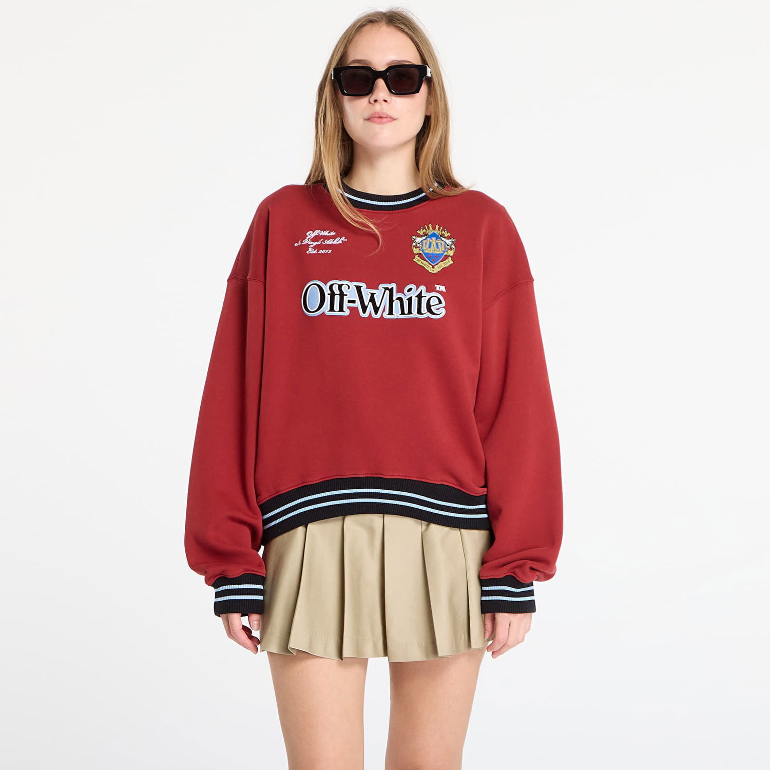 Суитчър Off-White Off-White Sporty Over Crew Sweatshirt Бургунди | OWBA075F25FLE0032610, 0