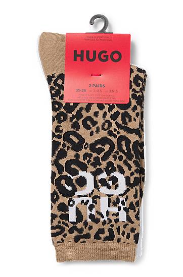 Чорапи BOSS Two-Pack of Socks with Leopard Print Кафяво | 50543172, 1