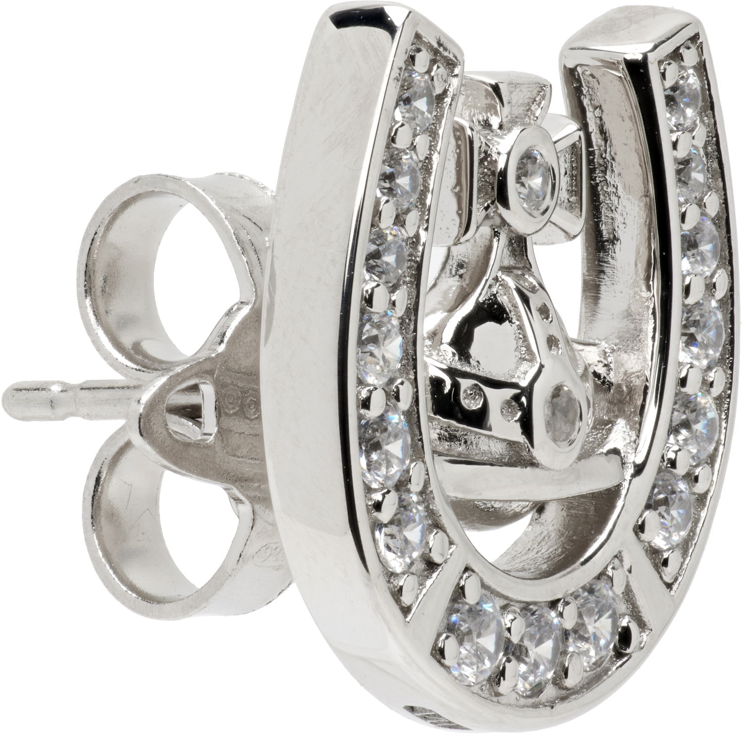 Обеци Vivienne Westwood Horace Crystal-Embellished Horseshoe Orb Single Stud Earring Металик | 6201037S-01P102-, 1