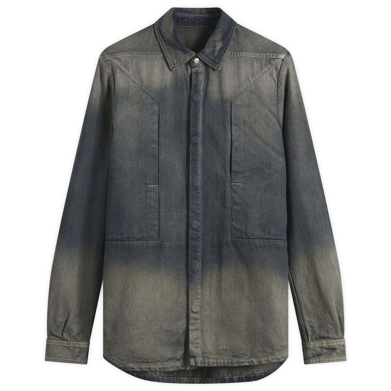 Риза Rick Owens Fogpocket Denim Shirt Сиво | RU02E1237-DKDEG-78D, 0