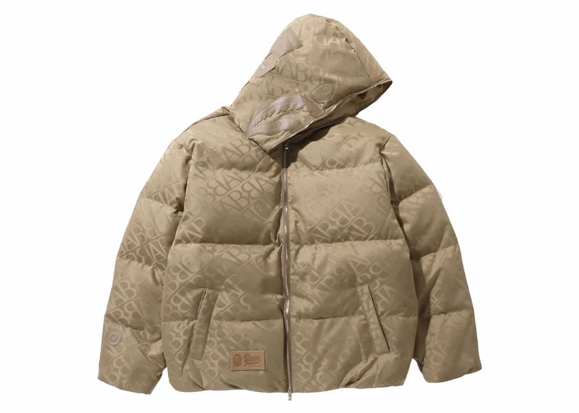Яке BAPE BAPE Sport Monogram Shark Hoodie Puffer Down Jacket Beige Бежово | 1J80-144-054