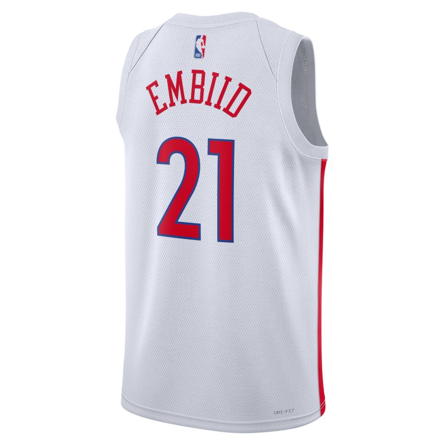 Фланелка Nike NBA Dri-FIT Joel Embiid Philadelphia 76ers City Edition 2022 Swingman Jersey Бяло | DO9606-101, 1