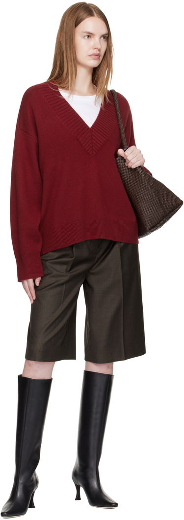 Пуловер Loulou de Saison Loulou de Saison Sage LDS Cashmere V-Neck Sweater Бургунди | SAGE LDS, 3