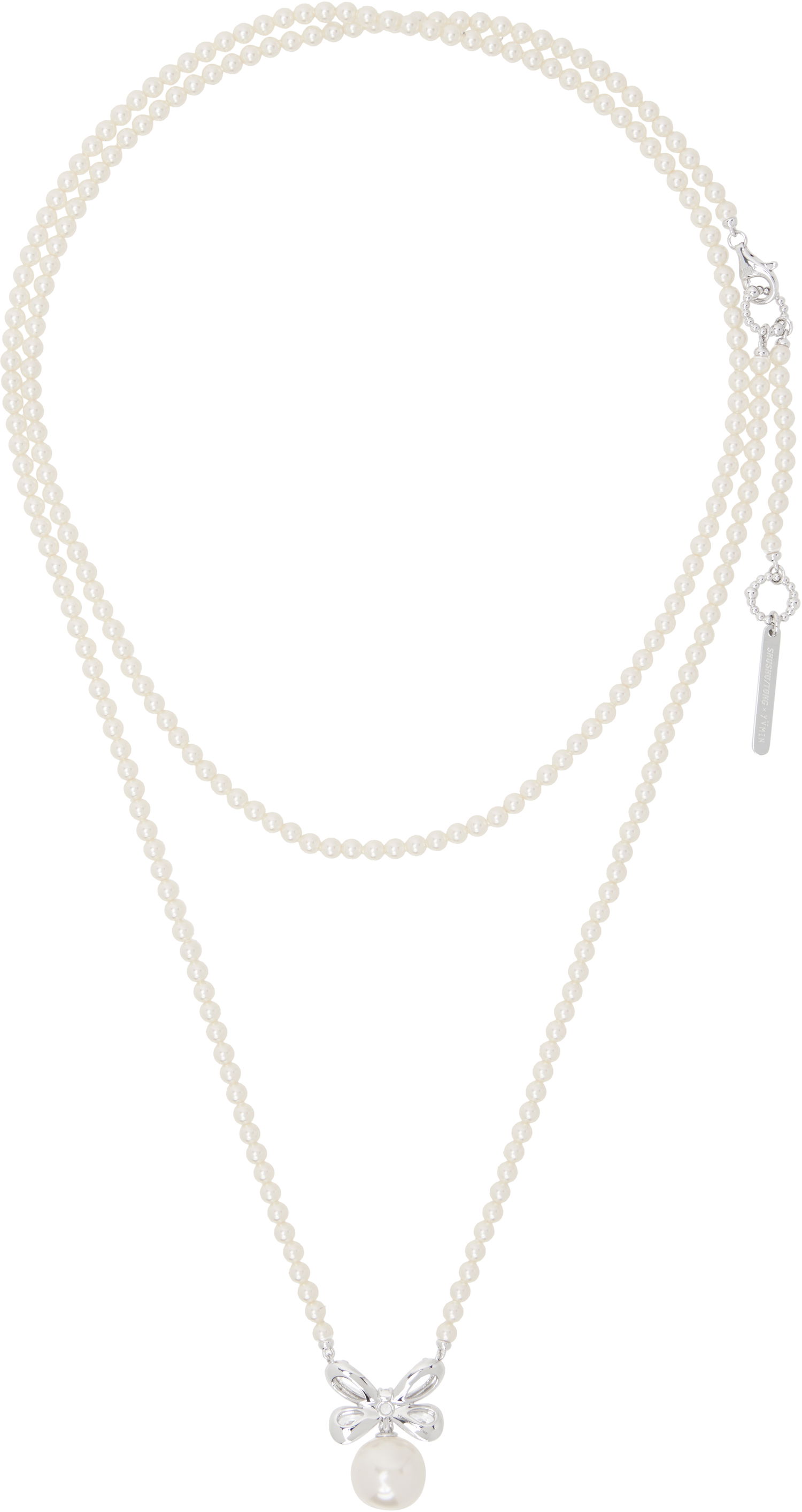 Колие SHUSHU/TONG SHUSHU/TONG Zirconia Butterfly Flower Pearl Long Necklace Бяло | 24721WHT00NN, 0