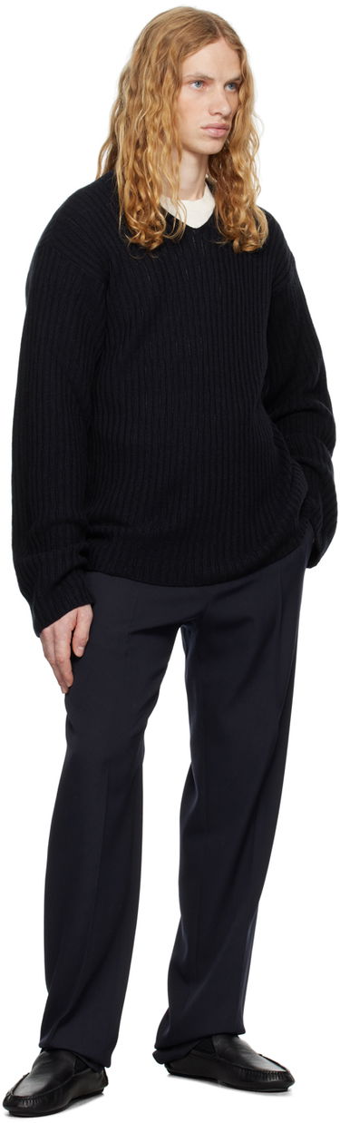 Пуловер The Row The Row Gustave Ribbed V-Neck Sweater Черно | 713-Y556, 3