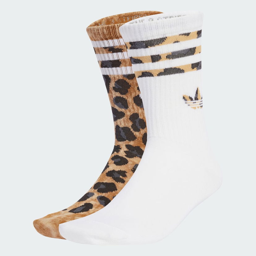 Чорапи adidas Performance Leopard Print Crew Socks 2 Pairs Бяло | JV7855