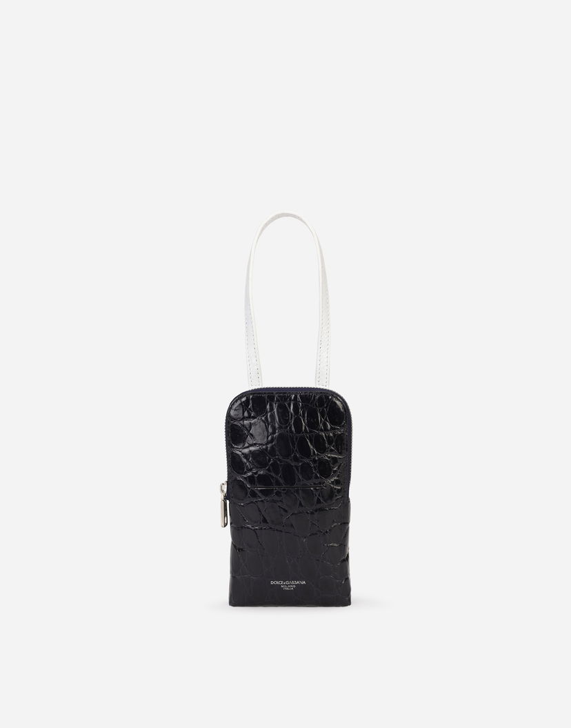 Портфейл Dolce & Gabbana Dolce & Gabbana Alligator Skin Cell Phone Case With Heat-stamped Logo Тъмно синьо | BP2575A2V7489623