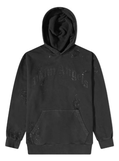 Суитчър Palm Angels Glittered Logo Popover Hoody Черно | PMBB117F22FLE0041010