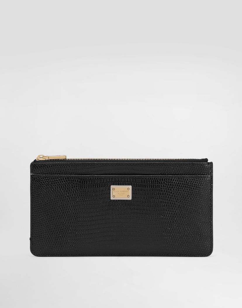 Портфейл Dolce & Gabbana Dolce & Gabbana Iguana-Print Leather Card Holder Черно | BI1265A109580999