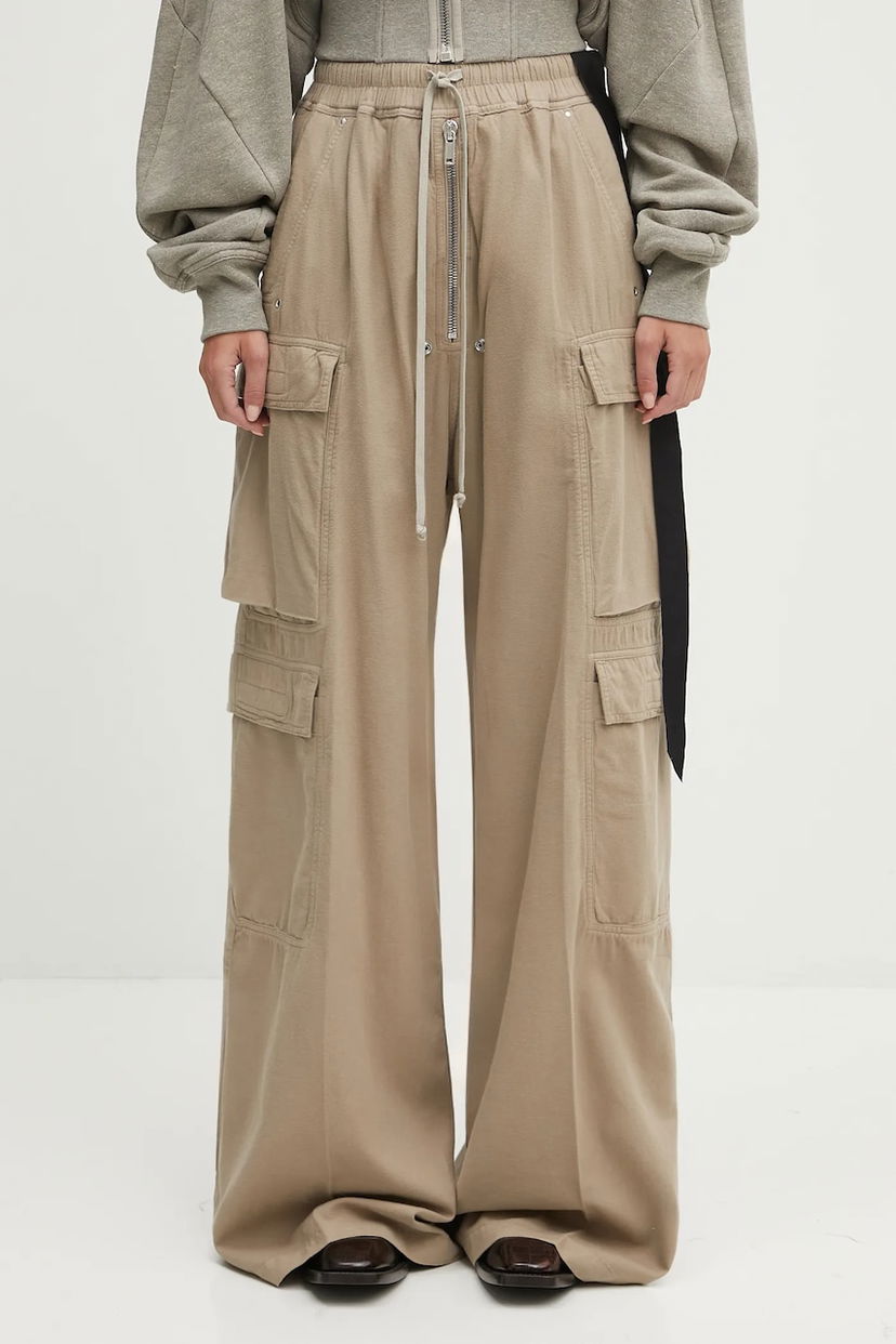 Карго панталони Rick Owens Rick Owens DRKSHDW Double Cargo Jumbo Belas High Waist Wide Leg Pants Бежово | DS02E7324.CFL