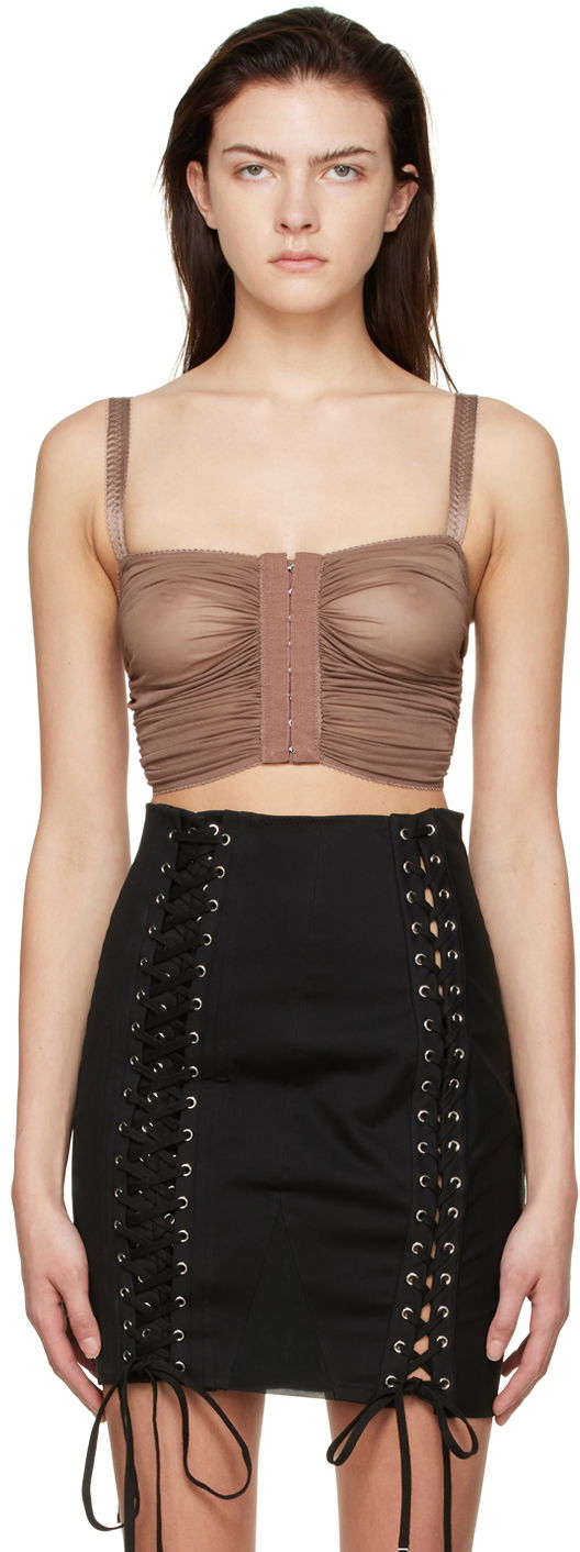 Потник Dolce & Gabbana Brown Viscose Tank Top Кафяво | F751ST HU7J4, 0