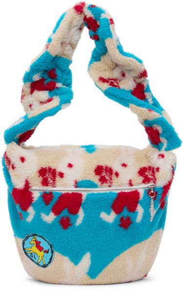 Чанта през рамо Chopova Lowena Exclusive Blue & Off-White Bunny Fleece Shoulder Bag Многоцветен | 1177, 0