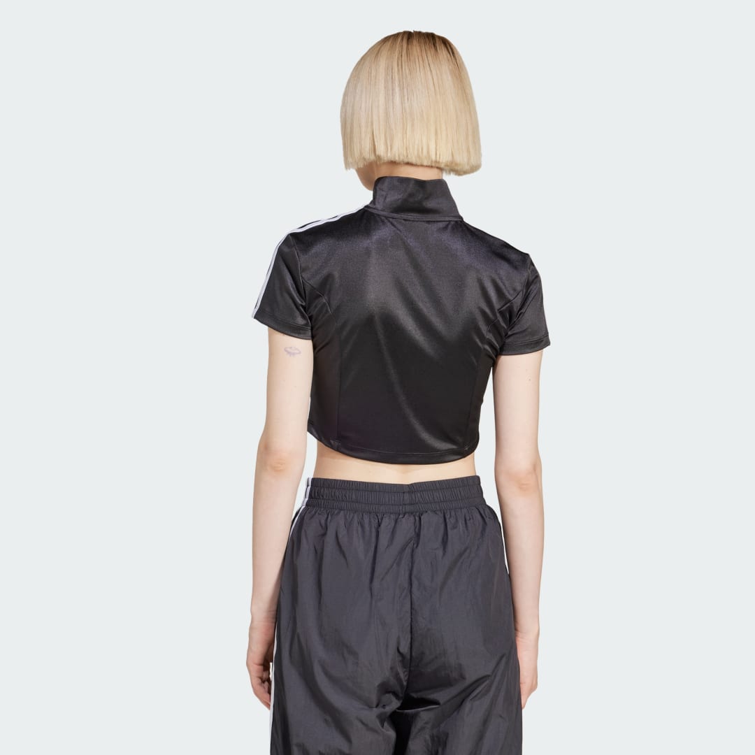 Съкратен топ adidas Originals Short Sleeve Track Top Черно | JD0277, 1