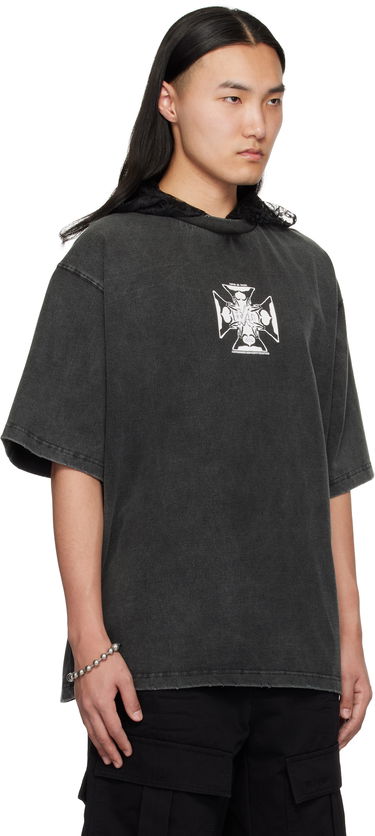 Тениска We11done We11done Heart Cross Graphic Hooded T-Shirt Сиво | WD-TH0-25-842-U-BK, 4