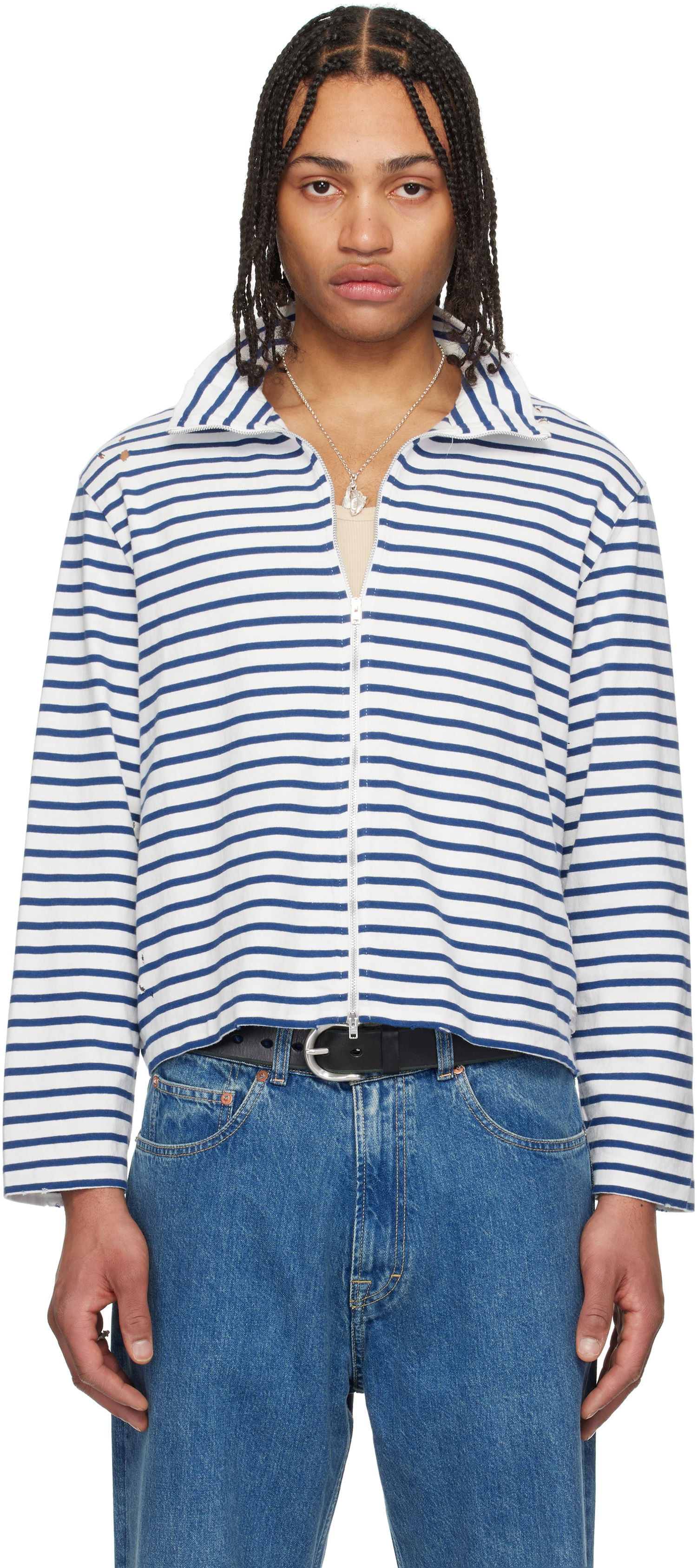 Суитчър OUR LEGACY OUR LEGACY Shrunken Full-Zip Sweater Синьо | M2256SG, 0