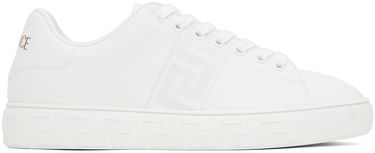 Кецове и обувки Versace White Embroidered Greca Sneakers Бяло | 1014460_1A00776, 0
