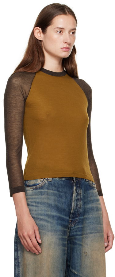 Тениска Acne Studios Acne Studios Semi-Sheer T-Shirt Кафяво | A60588-, 1