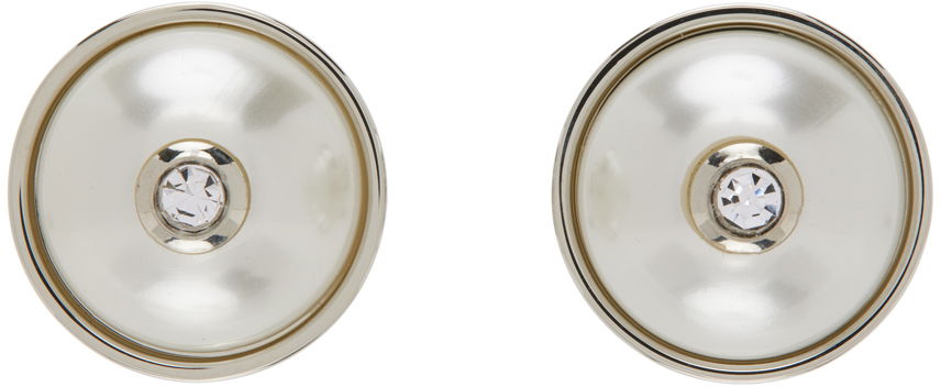 Обеци We11done We11done Pearl with Crystal Earrings Металик | WD-AJ3-22-517-U-SV, 0