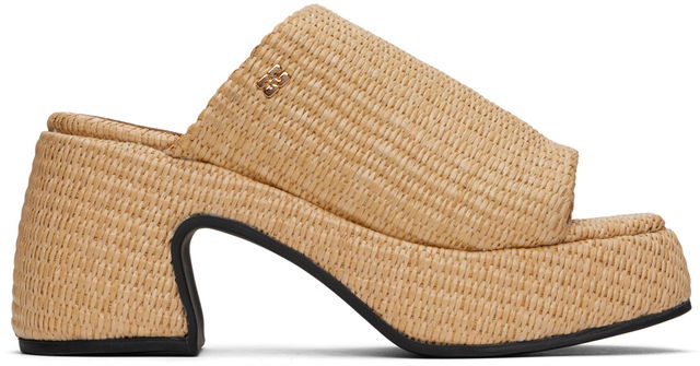 GANNI Butterfly Platform Raffia Heeled Sandals