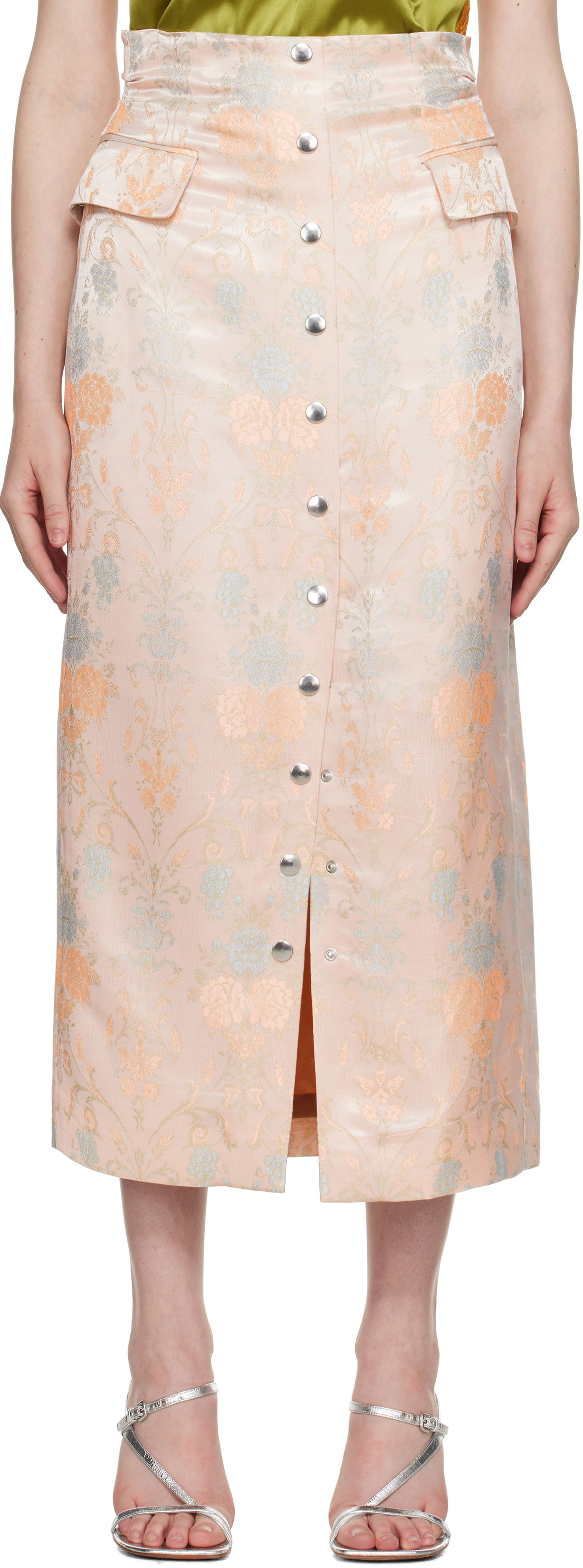 Пола Dries Van Noten Dries Van Noten Fitted Jacquard Midi Skirt Розово | 251-010811-1540, 0