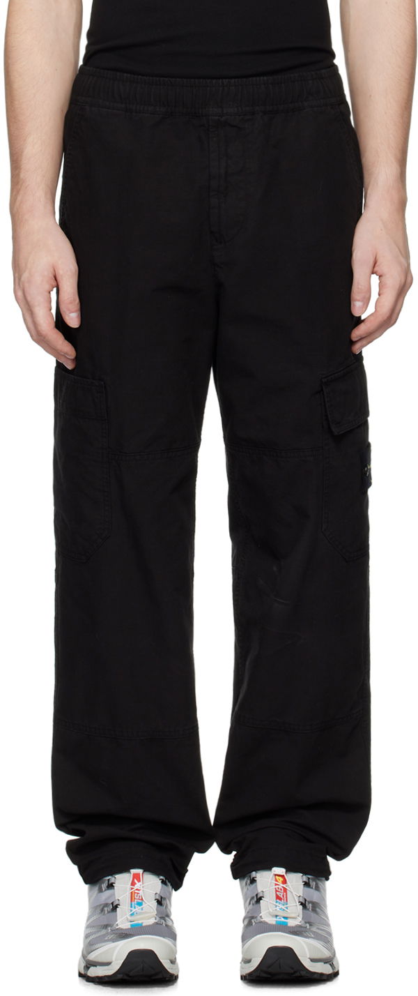 Карго панталони Stone Island Black Relaxed-Fit Cargo Pants Черно | 811532212, 0